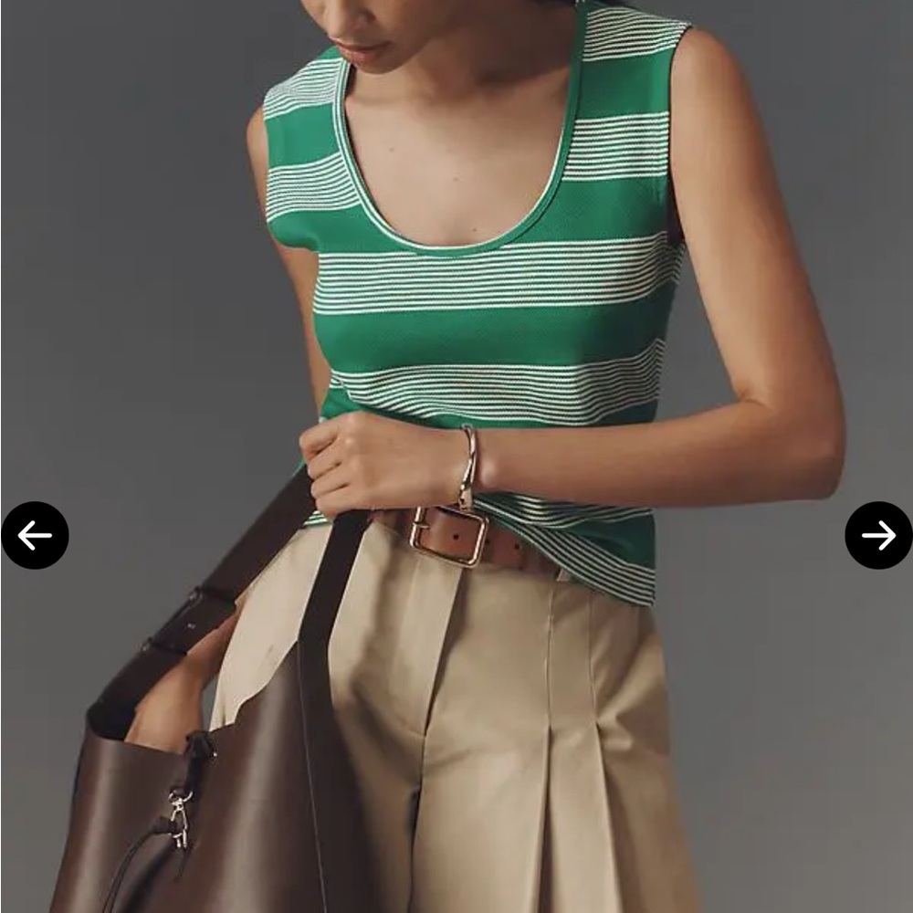 Anthropologie bishop + young Green and White Striped Tank Top